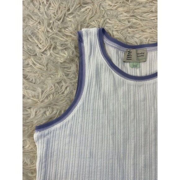 Anthropologie Saturday Sunday Seidler Ribbed Tank Top White & Purple Size Large - Picture 6 of 8